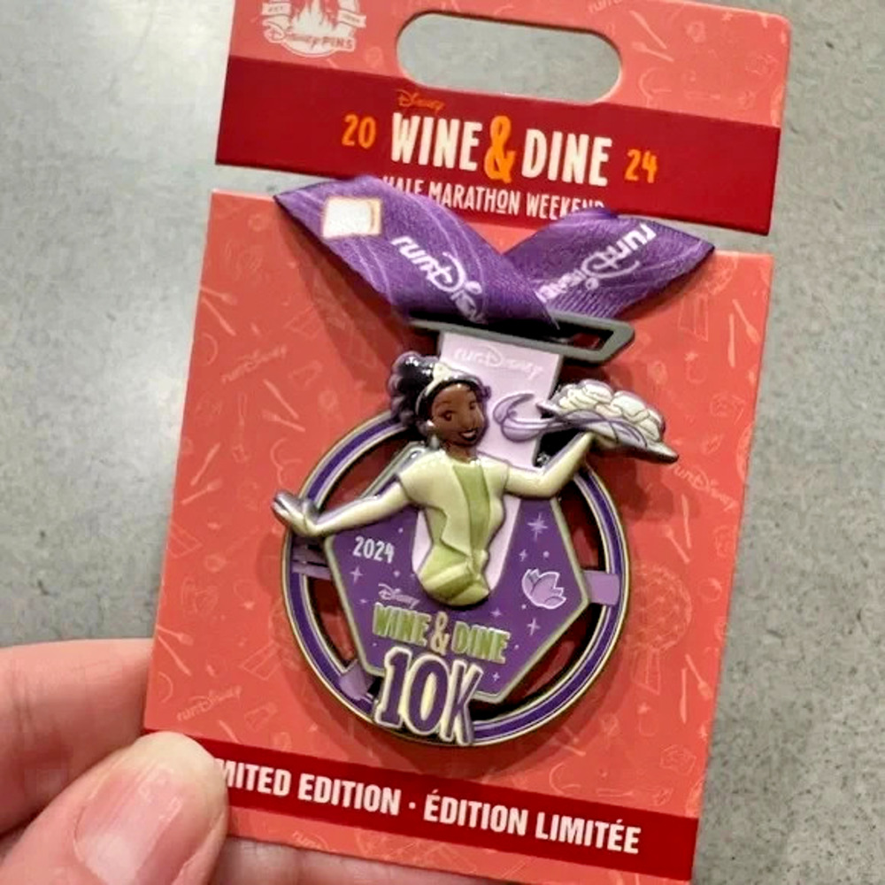 New Disney Wine & Dine Princess Tiana 10K Medal with Purple and Silver Accents